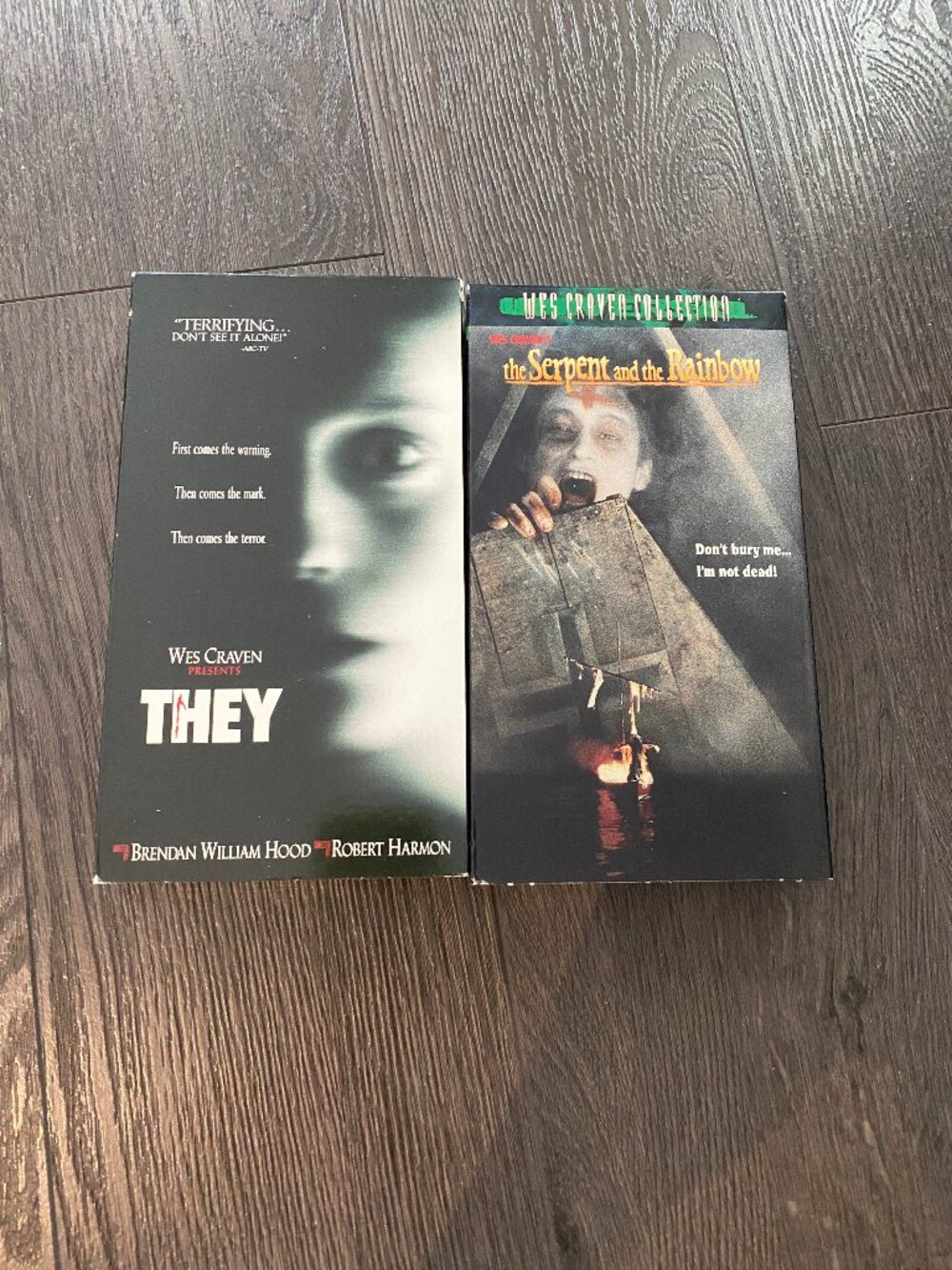 LOT OF 2 WES CRAVEN HORROR VHS 'THEY' 'THE SERPENT AND THE RAINBOW' VHS